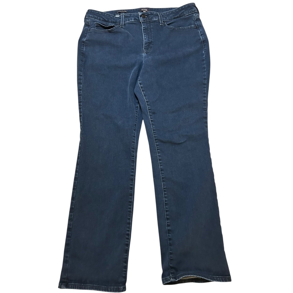 NYDJ Marilyn Straight Leg Jeans Dark Wash Blue Denim Plus Size 18W Stretch